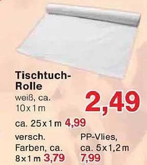 Tischtuch-Rolle weiß, ca. 10 x 1 m