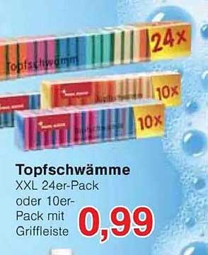 Topfschwämme XXL 24er-Pack oder 10er-Pack mit Griffleiste
