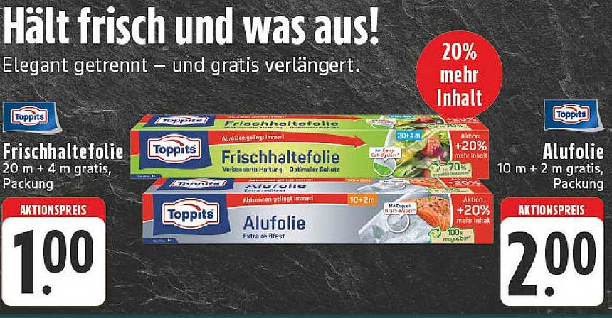 Toppits Frischhaltefolie und Alufolie im Aktionsangebot