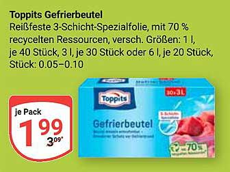 Toppits Gefrierbeutel - Reißfeste 3-Schicht-Spezialfolie