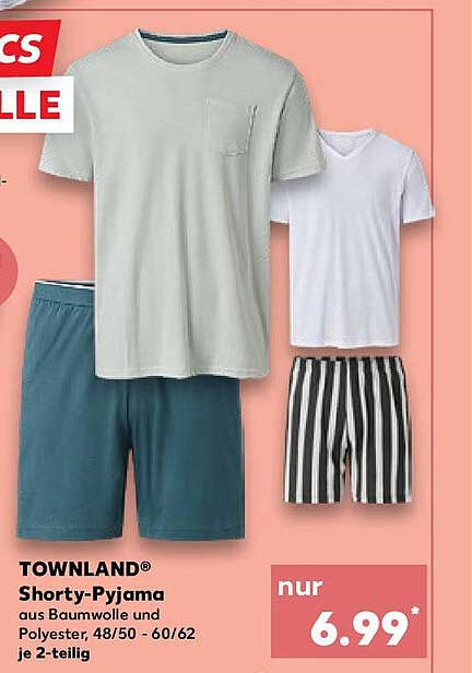 TOWNLAND® Shorty-Pyjama aus Baumwolle und Polyester, je 2-teilig