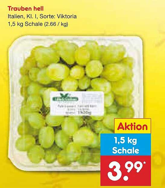 Trauben hell Italien, Kl. I, Sorte: Viktoria 1,5 kg Schale