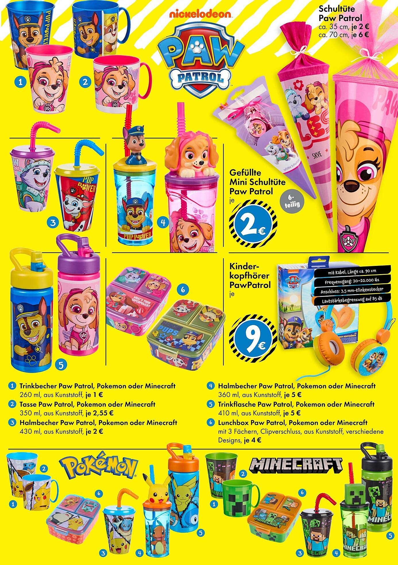 Trinkbecher Paw Patrol, Pokemon oder Minecraft