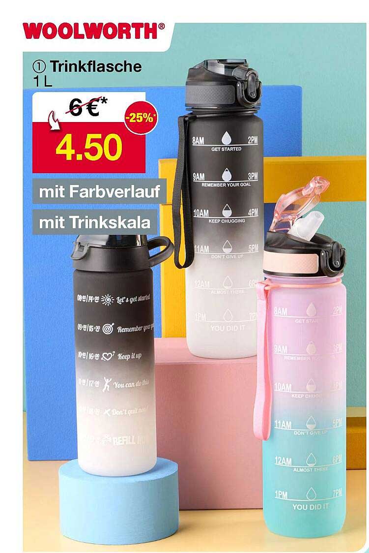 Trinkflasche 1L mit Farbverlauf und Trinkskala
