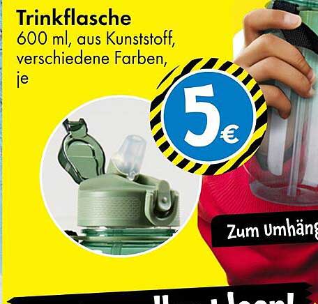 Trinkflasche 600 ml aus Kunststoff, verschiedene Farben, je