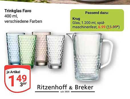 Trinkglas Favo 400 ml, verschiedene Farben