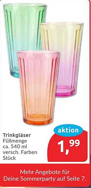 Trinkgläser – 540 ml in verschiedenen Farben