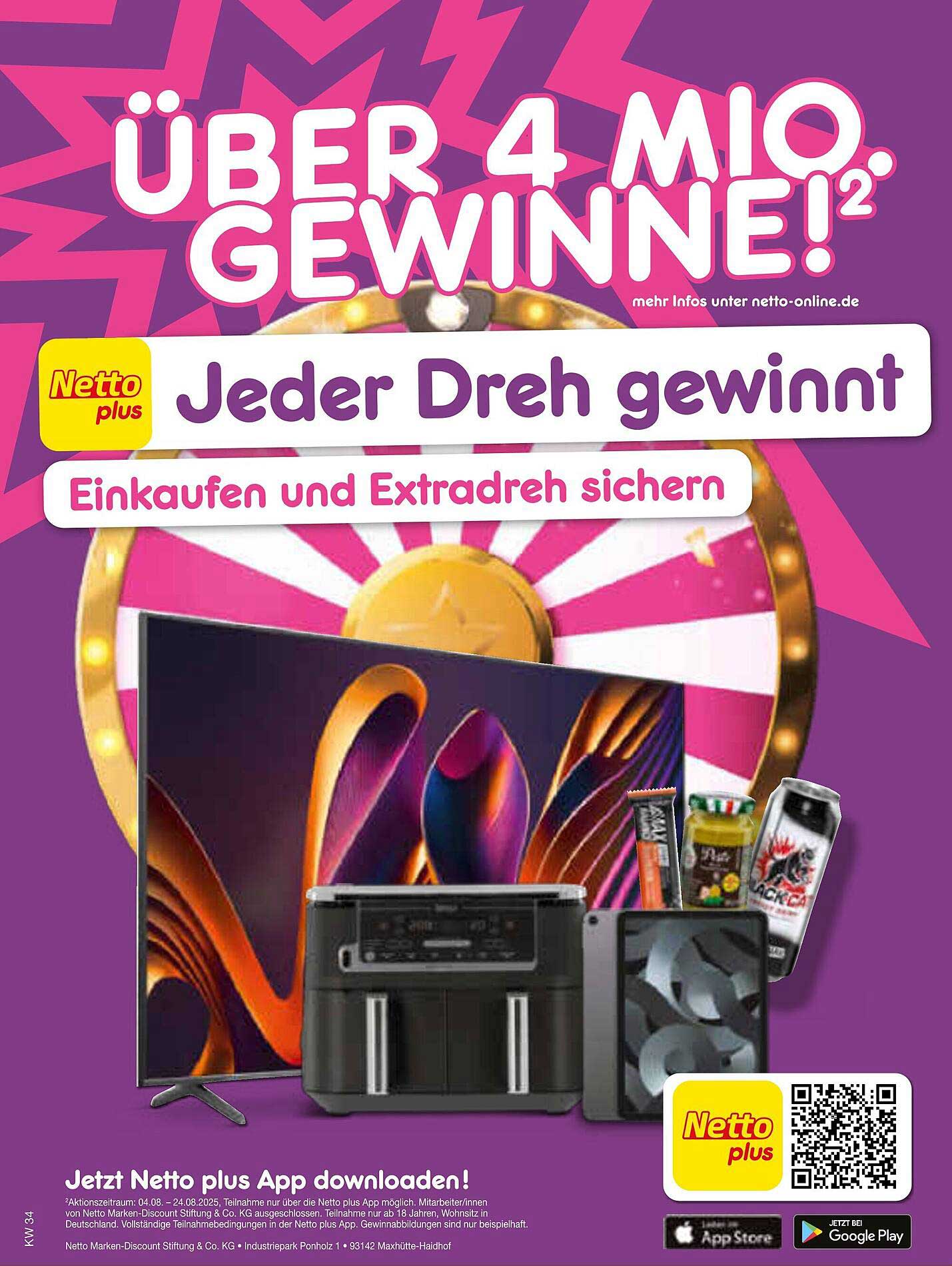 Über 4 Mio. Gewinne! Jeder Dreh gewinnt beim Netto plus Gewinnspiel