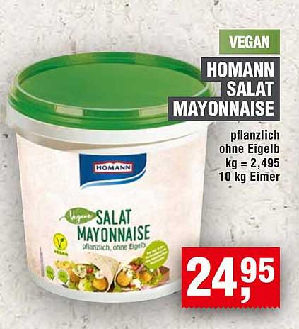Vegan Homann Salat Mayonnaise im 10 kg Eimer
