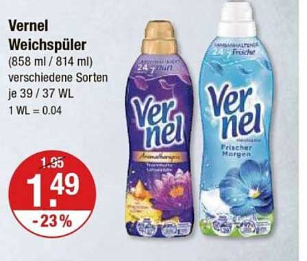 Vernel Weichspüler (858 ml / 814 ml) - verschiedene Sorten