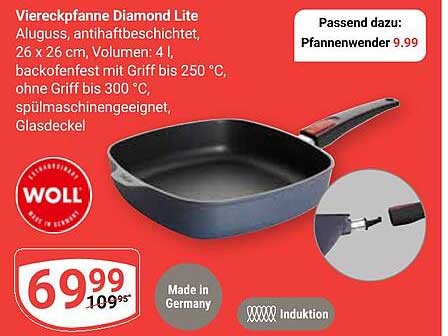 Viereckpfanne Diamond Lite von WOLL – 26 x 26 cm