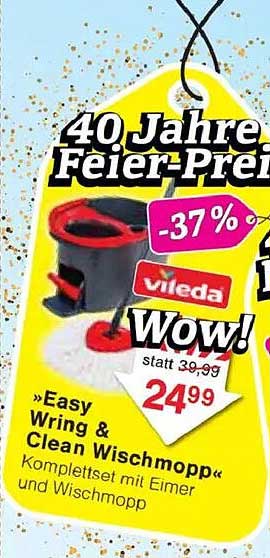 Vileda Easy Wring & Clean Wischmopp Komplettset mit Eimer und Wischmopp