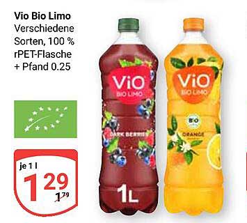 Vio Bio Limo - Verschiedene Sorten, 100 % rPET-Flasche