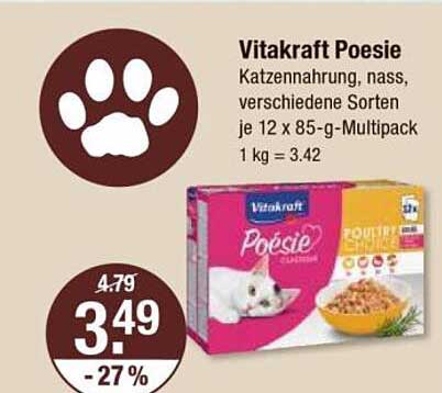 Vitakraft Poesie Katzennahrung, nass, verschiedene Sorten je 12 x 85-g-Multipack