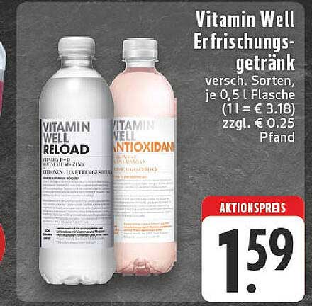 Vitamin Well Erfrischungsgetränk - Verschiedene Sorten, je 0,5 l Flasche