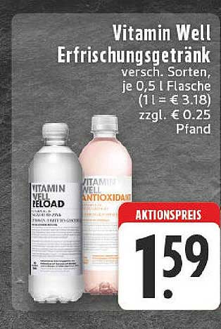 Vitamin Well Erfrischungsgetränk - verschiedene Sorten, je 0,5 l Flasche
