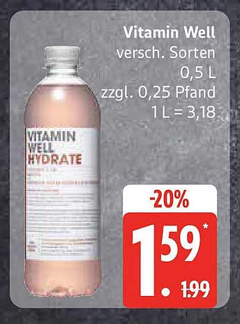 Vitamin Well Hydrate 0,5 L für nur 1,59 €