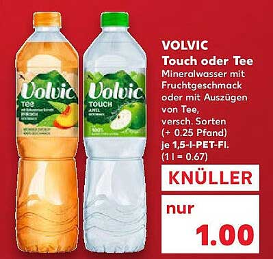 VOLVIC Touch oder Tee Mineralwasser mit Fruchtgeschmack