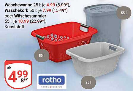 Wäschewanne 25 l, Wäschekorb 50 l oder Wäschesammler 55 l – Hochwertige Aufbewahrungslösungen von Rotho