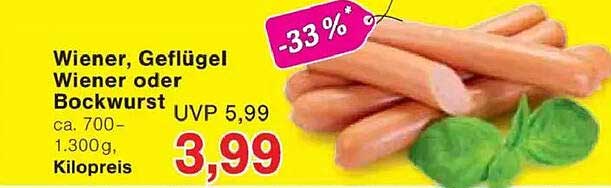 Wiener, Geflügel Wiener oder Bockwurst