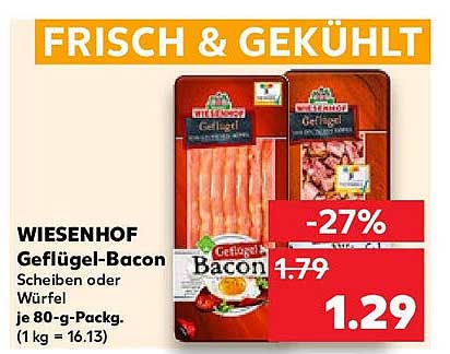 WIESENHOF Geflügel-Bacon Scheiben oder Würfel