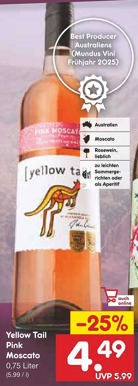 Yellow Tail Pink Moscato 0,75 Liter