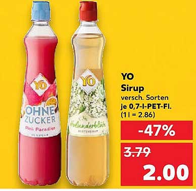 YO Sirup verschiedene Sorten 0,7 L PET-Flasche
