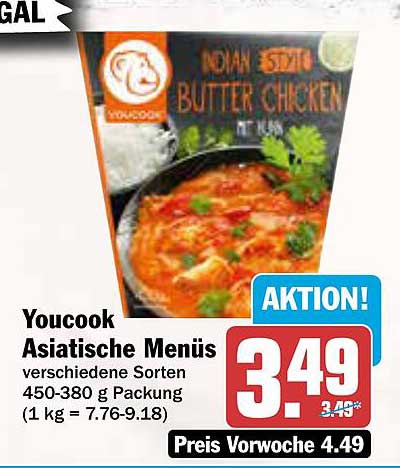 Youcook Asiatische Menüs - verschiedene Sorten 450-380 g Packung