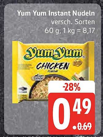 Yum Yum Instant Nudeln, verschiedene Sorten