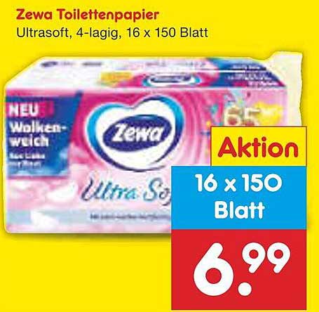 Zewa Toilettenpapier, Ultrasoft, 4-lagig, 16 x 150 Blatt