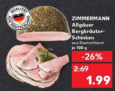 ZIMMERMANN Allgäuer Bergkräuter-Schinken aus Deutschland je 100 g