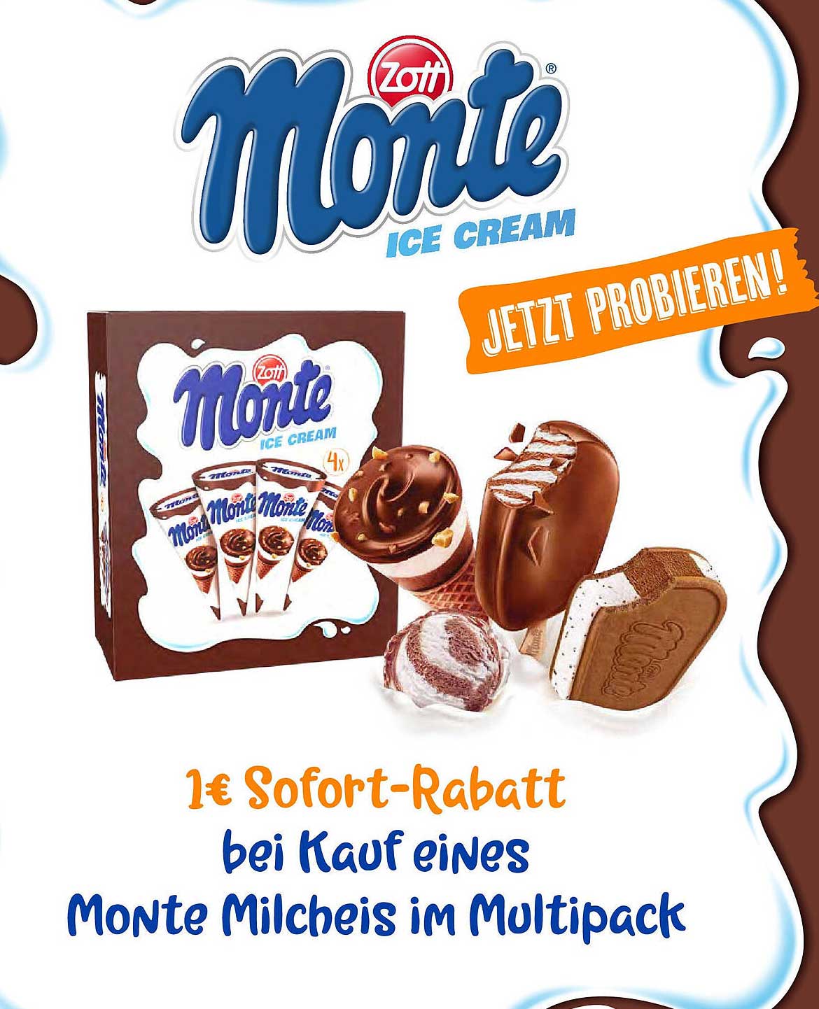 Zott Monte Eis Cream Multipack - 1 € Sofort-Rabatt