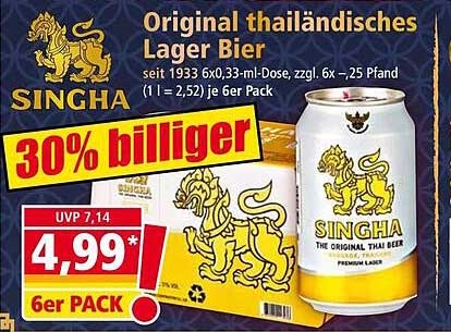Singha Original thailändisches Lager Bier
