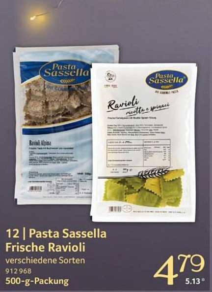 12 | Pasta Sassella Frische Ravioli verschiedene Sorten 500-g-Packung