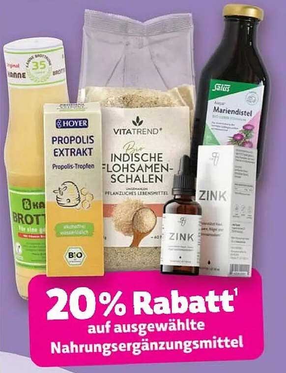 20% Rabatt auf ausgewählte Nahrungsergänzungsmittel