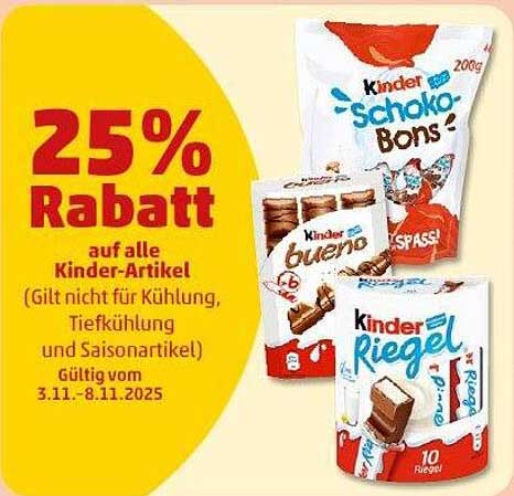 25% Rabatt auf alle Kinder-Artikel