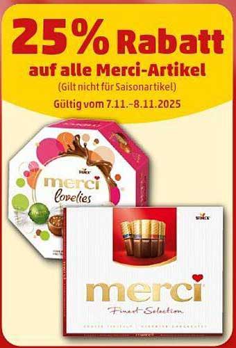 25% Rabatt auf alle Merci-Artikel