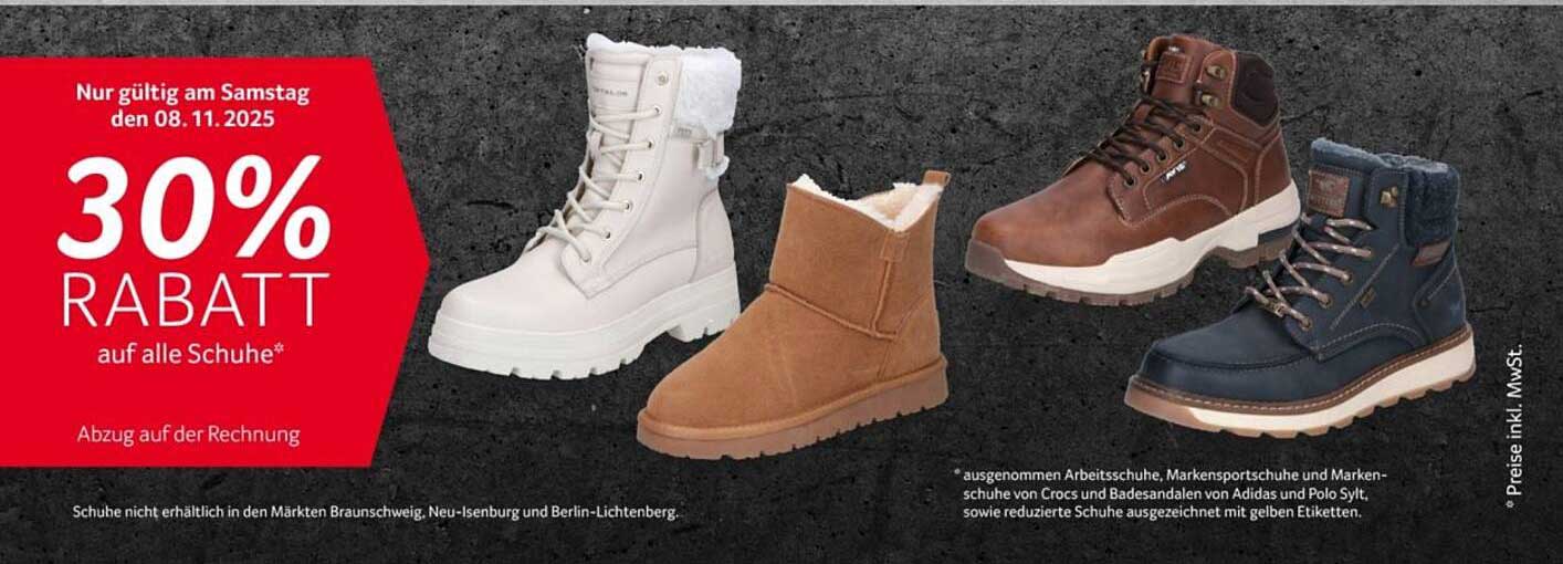 30% Rabatt auf alle Schuhe* vom 08.11.2025