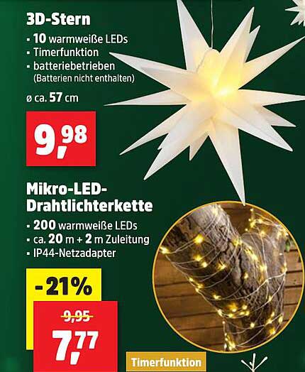 3D-Stern und Mikro-LED-Drahtlichterkette