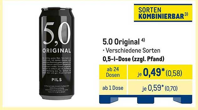 5.0 Original - 0,5-l-Dose (zzgl. Pfand)
