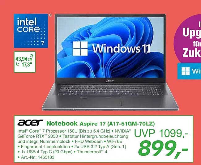 acer Notebook Aspire 17 (A17-51GM-70LZ)