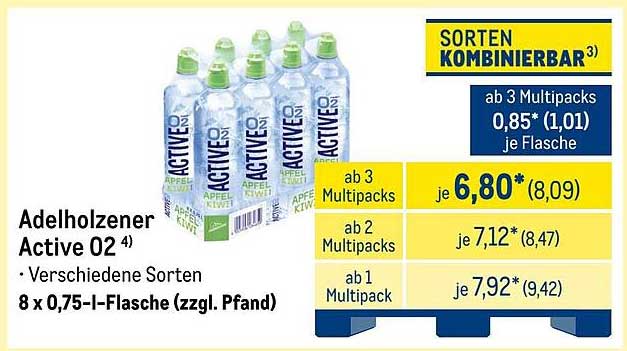 Adelholzener Active 02 – 8 x 0,75-l-Flasche