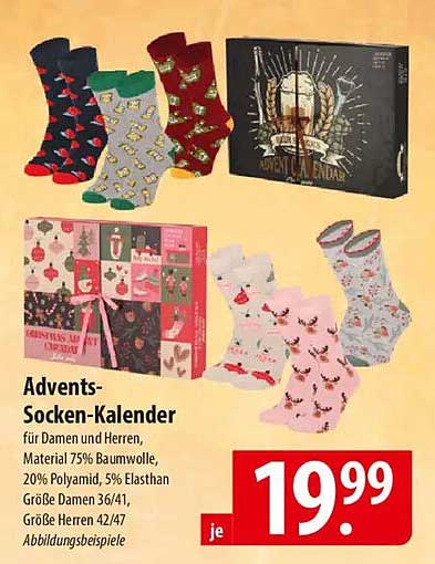 Adventssocken-Kalender für Damen und Herren