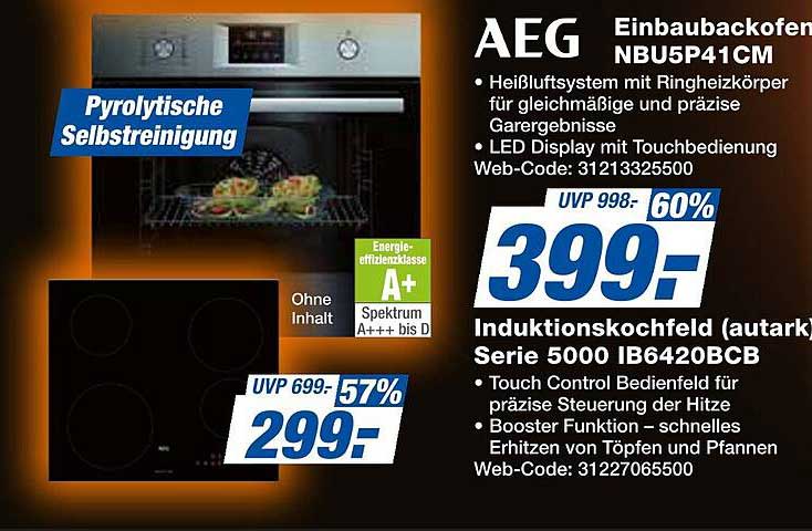 AEG Einbaubackofen NBU5P41CM und Induktionskochfeld Serie 5000 IB6420BCB