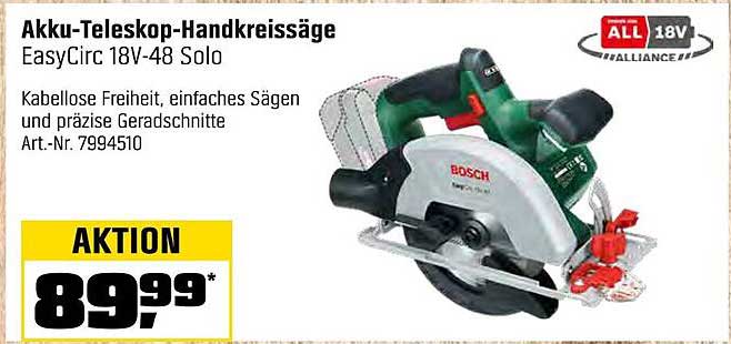 Akku-Teleskop-Handkreissäge EasyCirc 18V-48 Solo