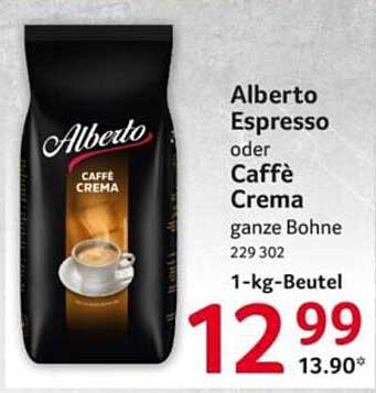Alberto Espresso oder Caffè Crema Ganze Bohne - 1-kg-Beutel