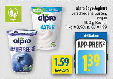 alpro Soya-Joghurt verschiedene Sorten, vegan 400 g Becher