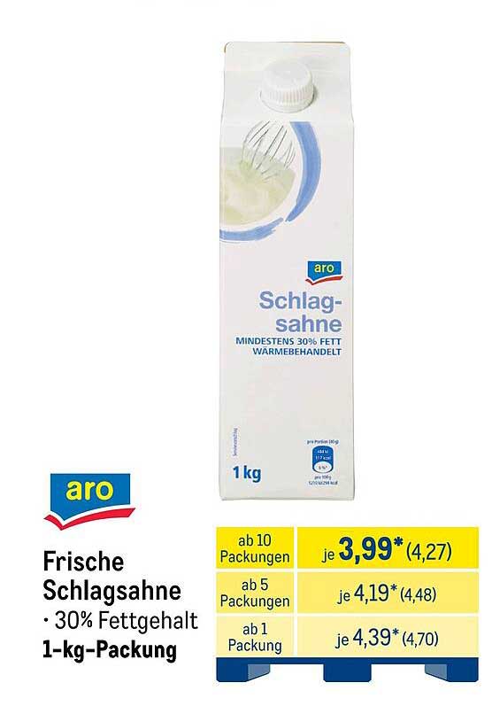 Aro Frische Schlagsahne 1 kg - 30% Fettgehalt