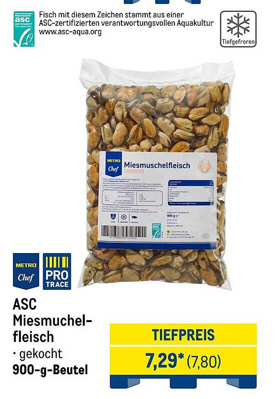 ASC Miesmuschelfleisch - gekocht 900-g-Beutel
