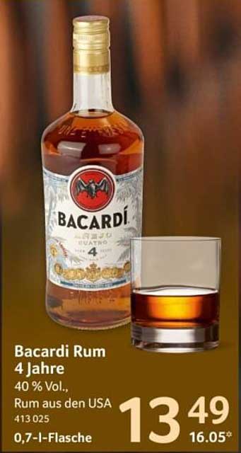 Bacardi Rum 4 Jahre 0,7 l Flasche